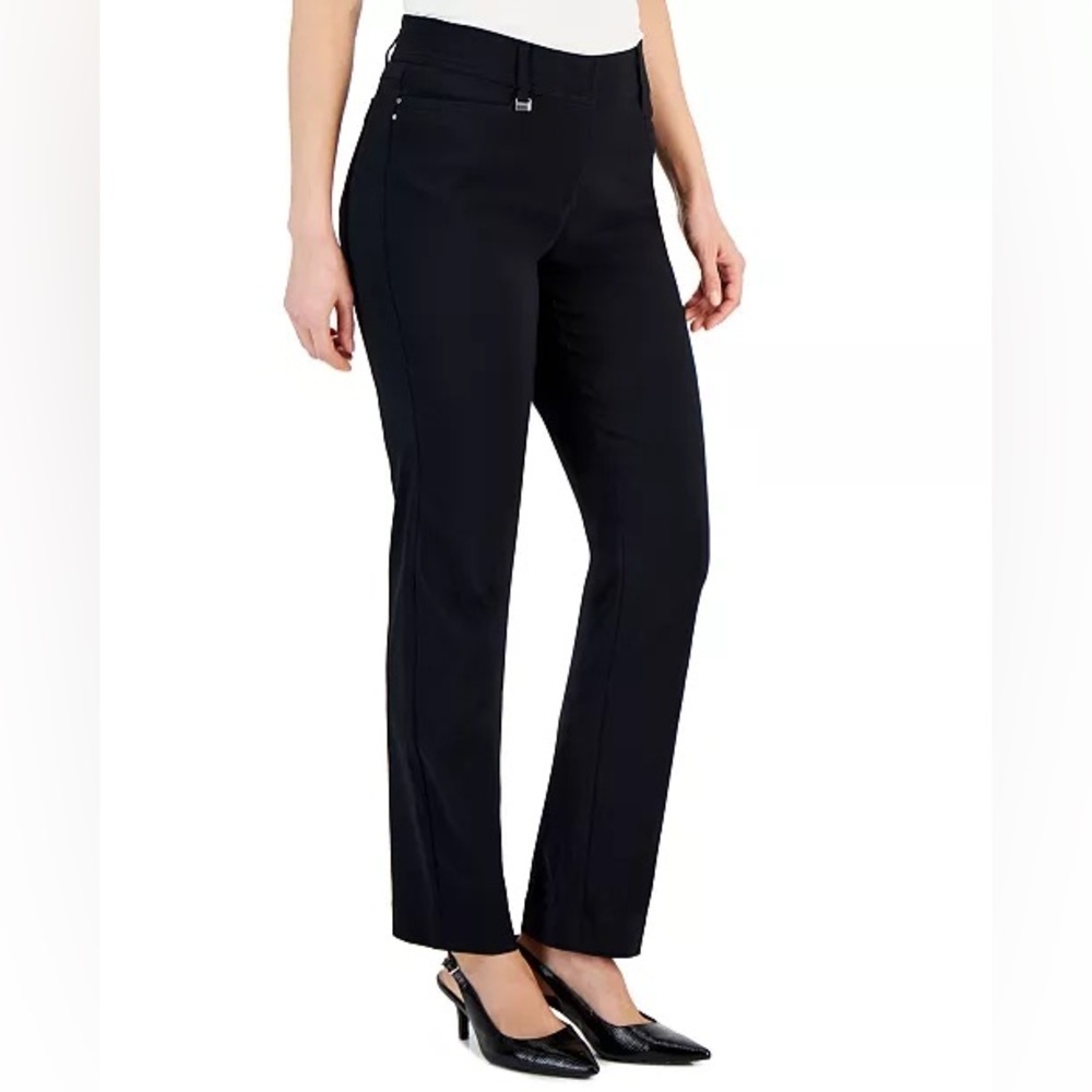 JM CollectionWomen's Plus & Size Tummy Control Curvy-Fit Pants Black Size 18S